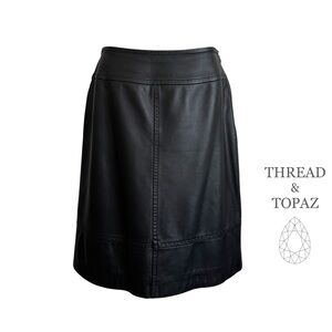 St. John Black Leather Skirt Italy Size 8